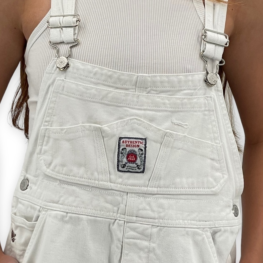 Vintage Y2K GAP Shortalls White Overalls Shorts 100% Cotton | Kids XL Women's XS - Picture 6 of 12